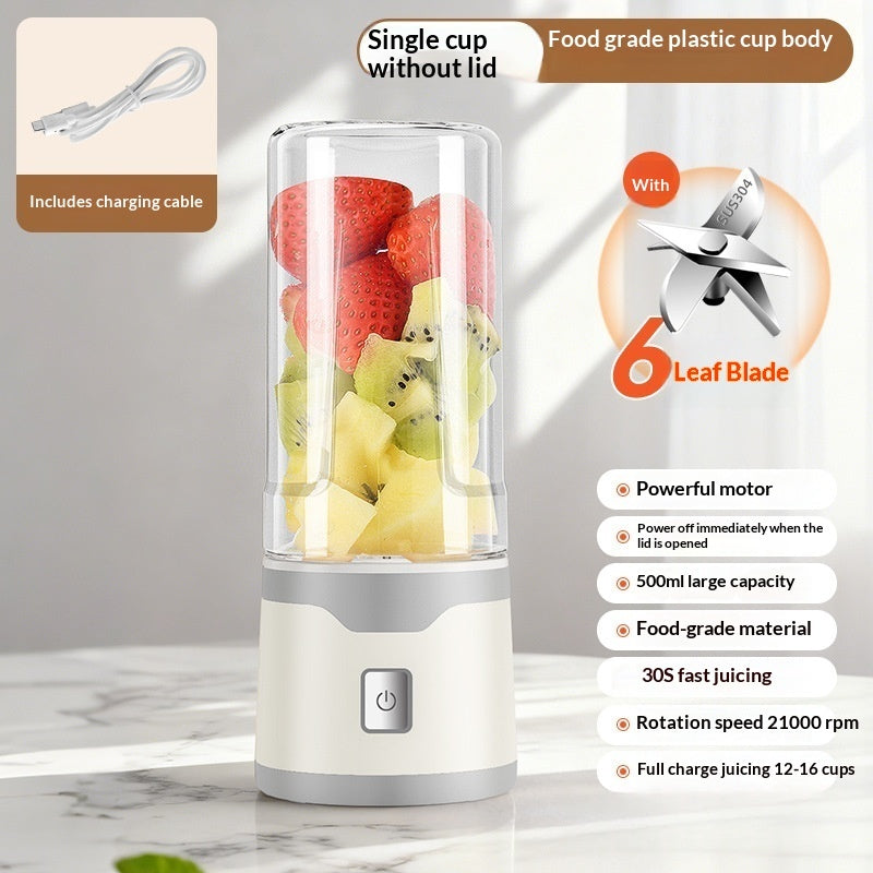 Portable Rechargeable Blender Juicer Cup — 500ml USB, 18-Blade, BPA-Free