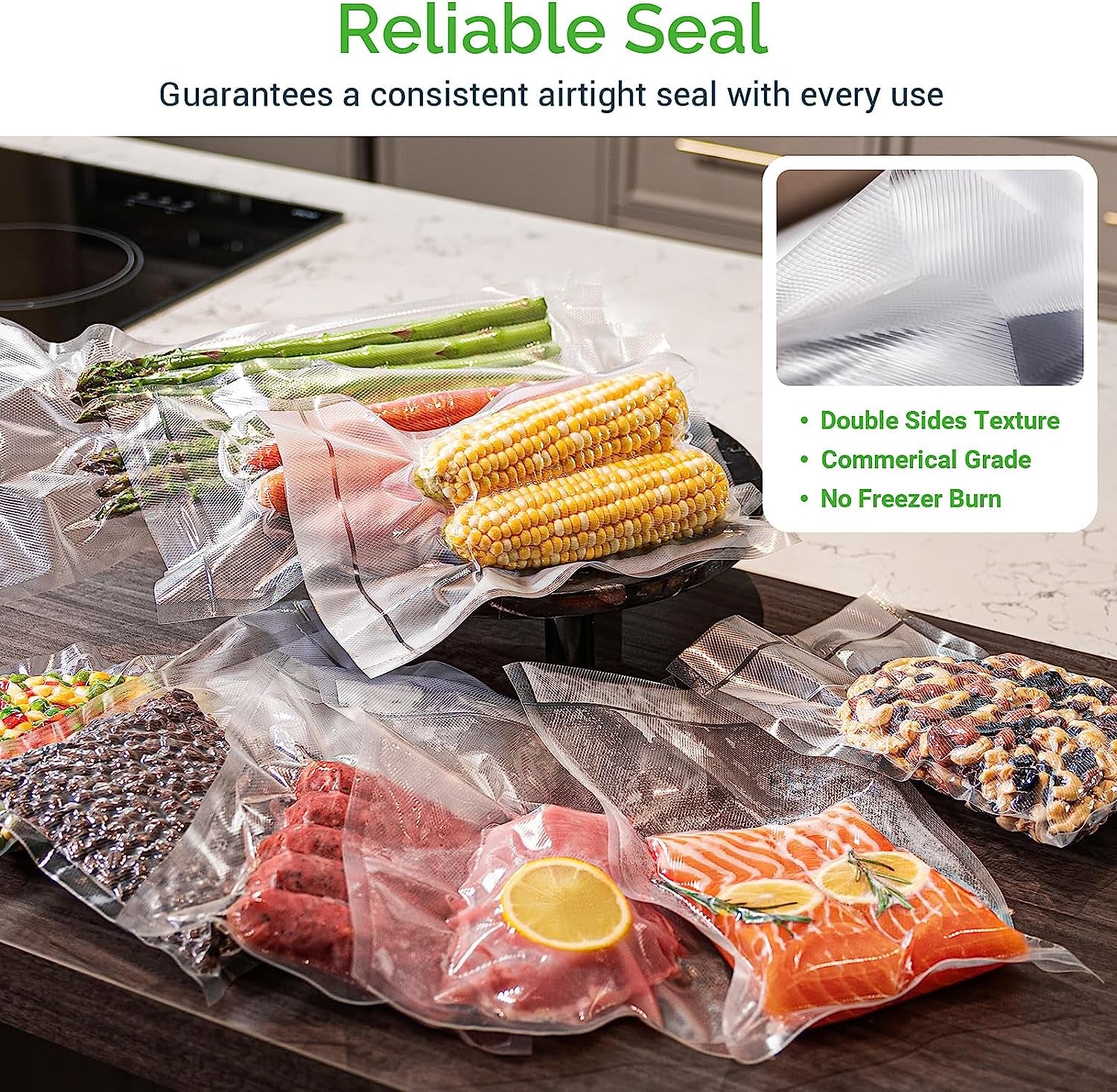 Vacuum Sealer Bags Rolls, 8X50Ft & 11X50Ft for Food Storage, Double Sided Texture, Bpa-Free, Heavy Duty, Great for Vacuum Seal Storage, Meal Prep or Sous Vide