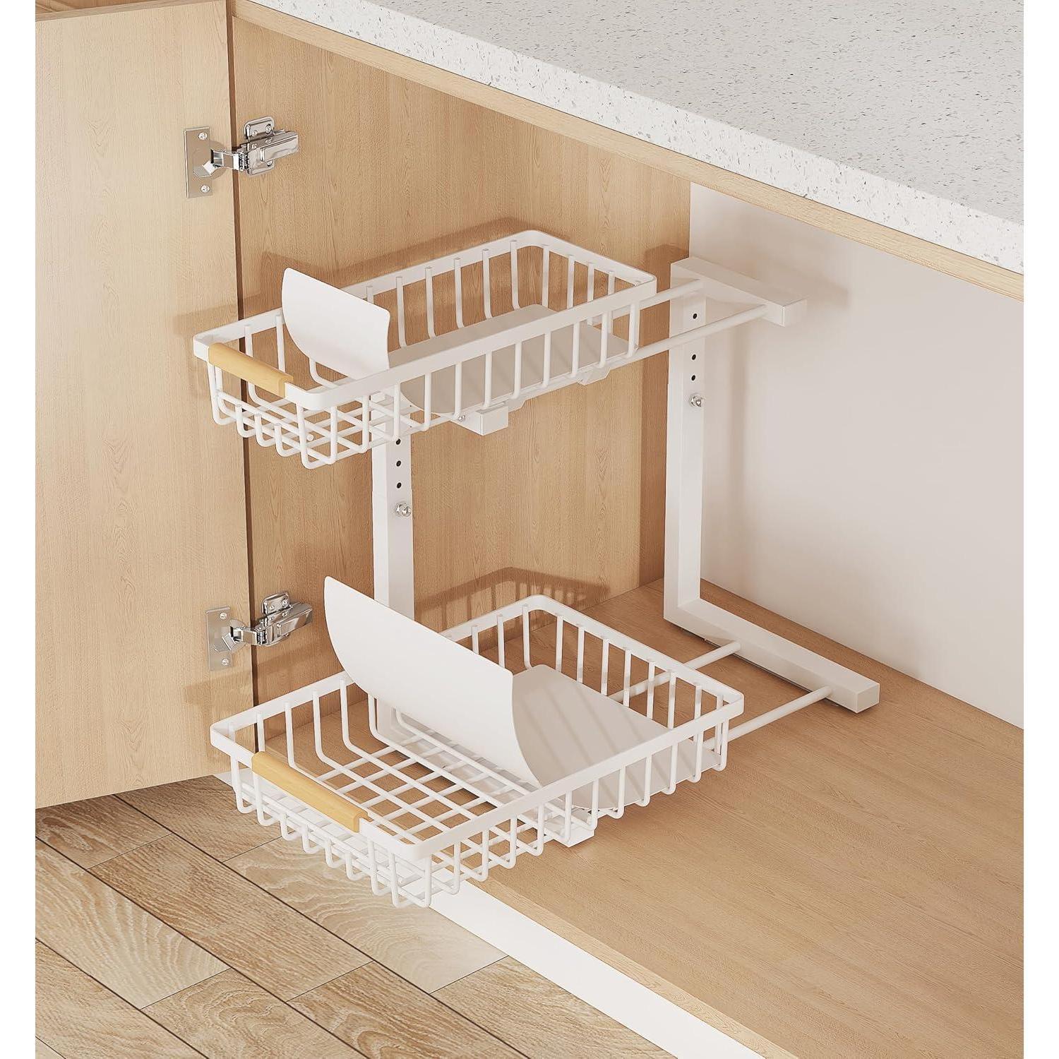 Adjustable 2-Tier Under Sink Organizer — Kitchen & Bathroom Storage Rack
