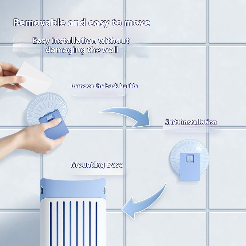 Blue wall-mounted toilet brush holder base with whale-shaped brush stand